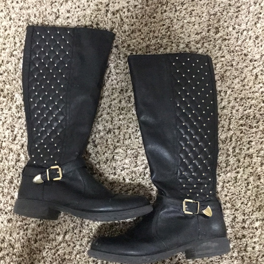 Black boots with gold flat studs. Size 7